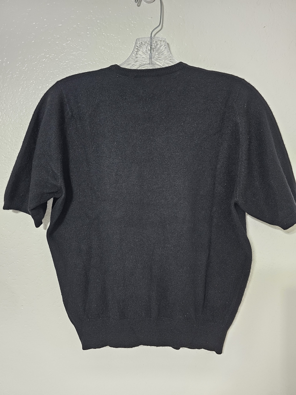 Vintage Barrie Scotland 100% Pure Cashmere Black Short Sleeve Sweater Women M/L - Picture 3 of 8